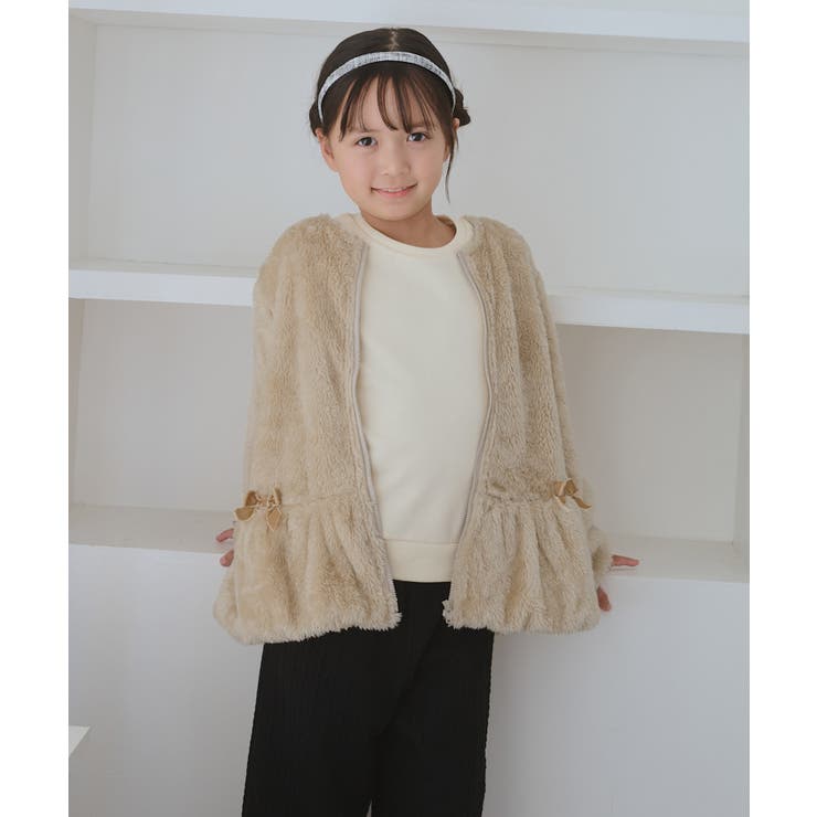 【KIDS/キッズ】ベロアリボンボアペプラムカーディガン | ROPE' PICNIC【KIDS】 | 詳細画像4 