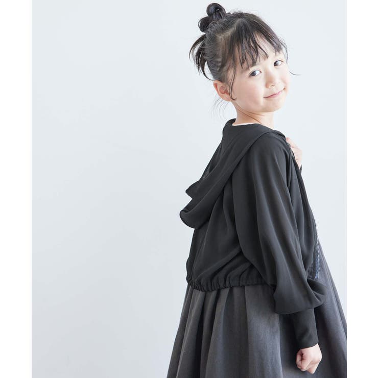 ブラック(01) | 【KIDS】クロップドシアーブルゾンパーカー | ROPE' PICNIC【KIDS】