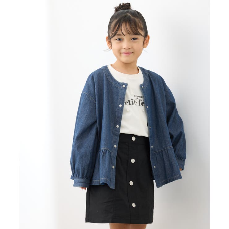 ネイビー(40) | 【KIDS】裾フリルデニムブルゾン | ROPE' PICNIC【KIDS】