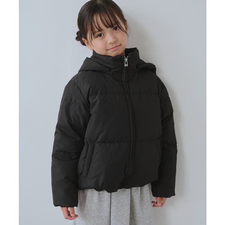 ブラック(01) | GREEN DOWN MINOTECHフード取り外しショートダウン | ROPE' PICNIC【KIDS】