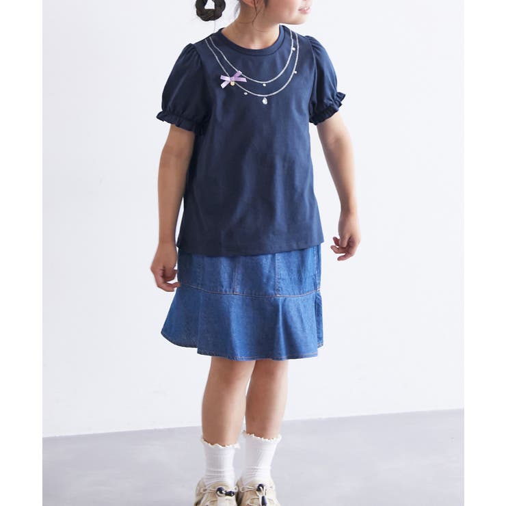 spitz　　k18ネックレス　チュニック、tシャツ2点 合計4点 ロゴ刺繍 裾スリット クルーネック 半袖 Tシャツ LL 3L 4L