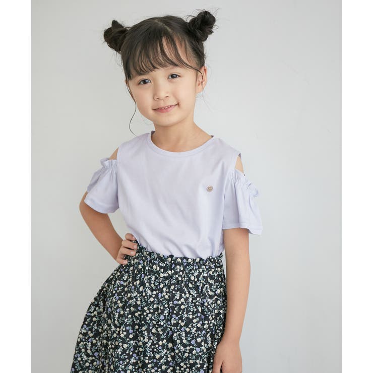 サックス(48) | 【KIDS】肩あきフリルハーフスリーブTシャツ | ROPE' PICNIC【KIDS】