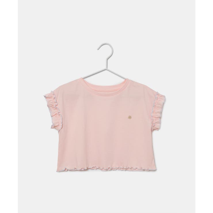 KIDS】クロップドフリルスリーブTシャツ【WEB限定カラー：ピンク