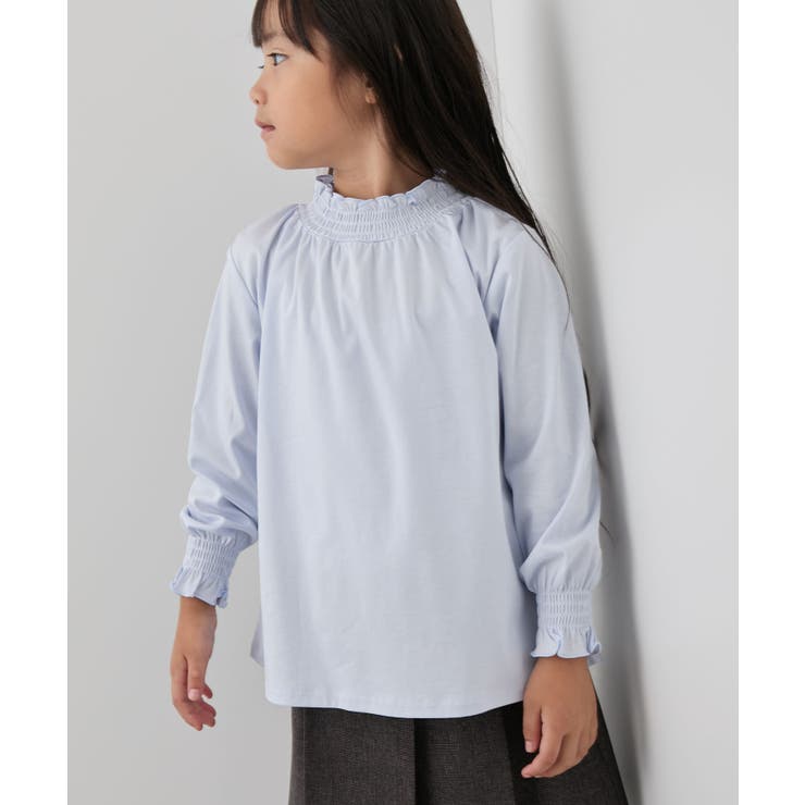 サックス(48) | 【KIDS】スタンドフリルシャーリングカットソートップス | ROPE' PICNIC【KIDS】