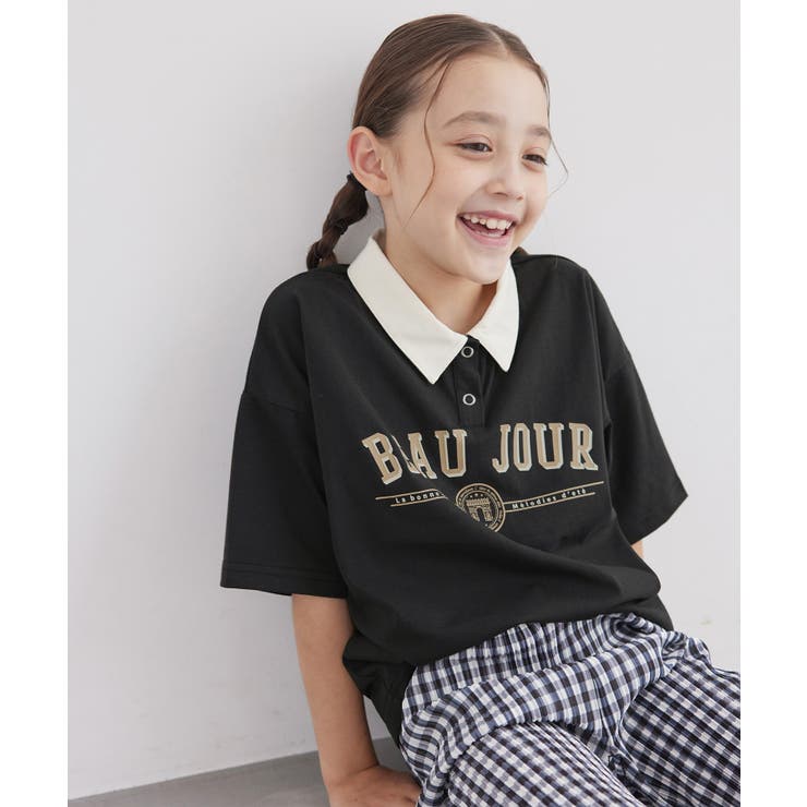 チャコール(06) | 【KIDS】カレッジロゴオーバーポロシャツ/接触冷感 | ROPE' PICNIC【KIDS】