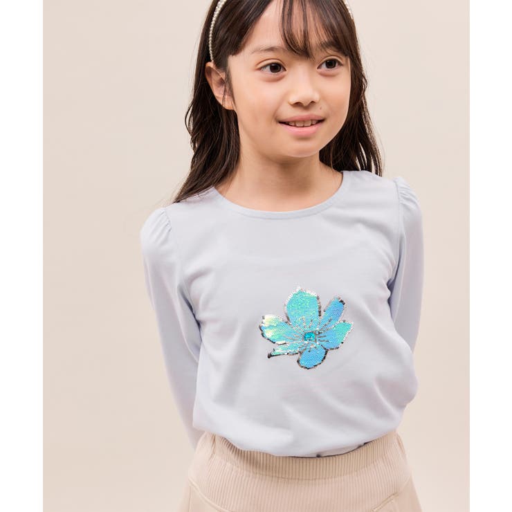 サックス(48) | 【KIDS/キッズ】【吸水速乾】フラワースパンコールトップス | ROPE' PICNIC【KIDS】