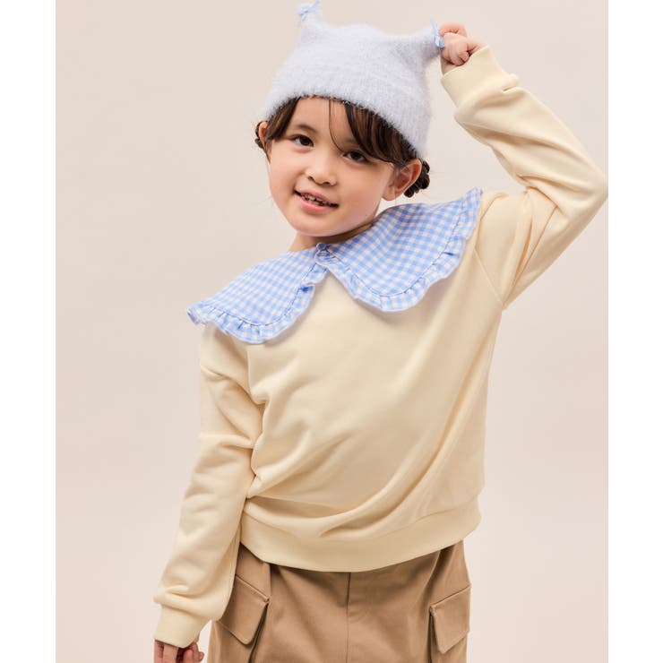 【KIDS/キッズ】ギンガムチェック付け襟裏毛トップス | ROPE' PICNIC【KIDS】 | 詳細画像1 