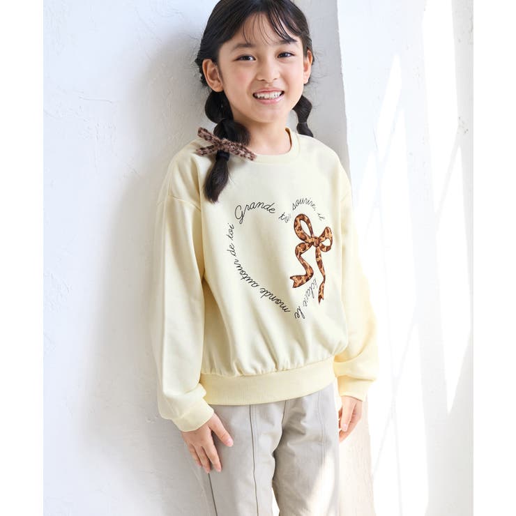 キナリ(16) | 【KIDS/キッズ】ハート リボーンモチーフ 裏毛プルオーバー | ROPE' PICNIC【KIDS】