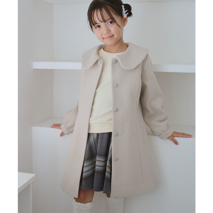 ベージュ(27) | 【KIDS/キッズ】ビジューボタン衿つきAラインコート/リンクコーデ | ROPE' PICNIC【KIDS】