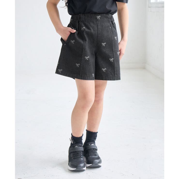 ブラック系(02) | 【KIDS/キッズ】リボン柄デニムピンタックパンツ | ROPE' PICNIC【KIDS】