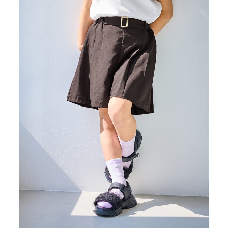 【KIDS キッズ】エアリーリネンライクベルト付きキュロット UVカット | ROPE' PICNIC【KIDS】 | 詳細画像8 