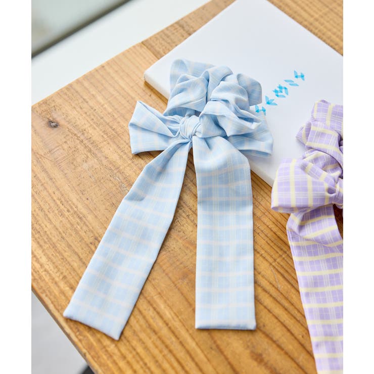サックス(48) | 【KIDS/キッズ】チェック柄ビッグリボンシュシュ | ROPE' PICNIC【KIDS】
