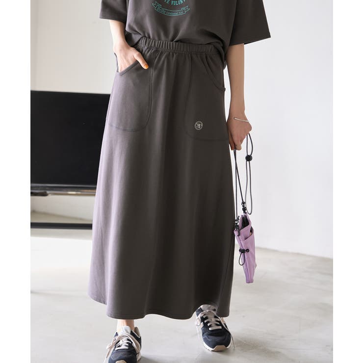 チャコール(06) | セットアップ対応/ミニ裏毛ワンポイント刺繍入りスカート | ROPE' PICNIC