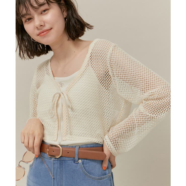 キナリ(16) | クロップドメッシュカットカーディガン | ROPE' PICNIC