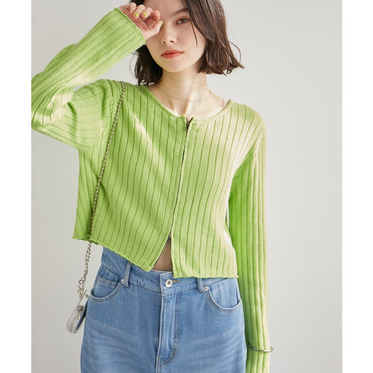 フロントジップショート丈メランジニットプルオーバー | ROPE' PICNIC | 詳細画像1 