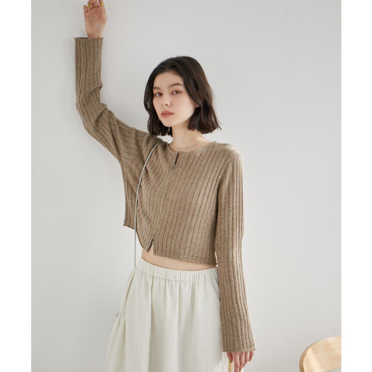 フロントジップショート丈メランジニットプルオーバー | ROPE' PICNIC | 詳細画像10 