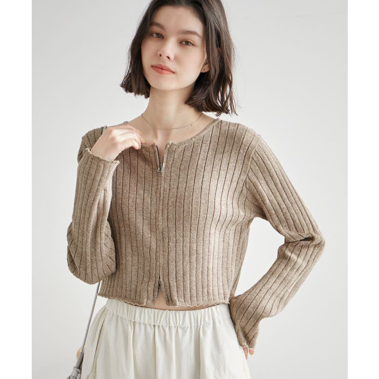 フロントジップショート丈メランジニットプルオーバー | ROPE' PICNIC | 詳細画像12 