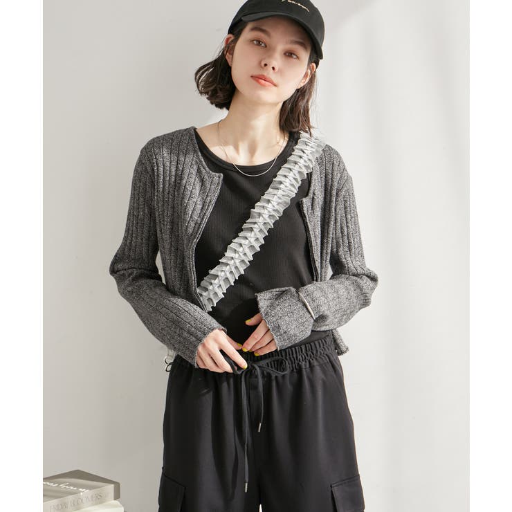 フロントジップショート丈メランジニットプルオーバー | ROPE' PICNIC | 詳細画像4 