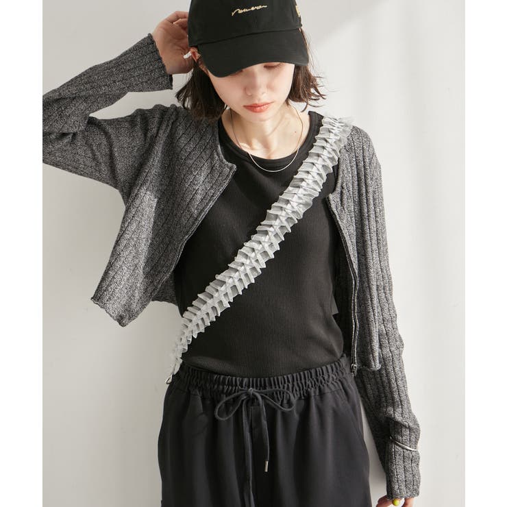 フロントジップショート丈メランジニットプルオーバー | ROPE' PICNIC | 詳細画像5 