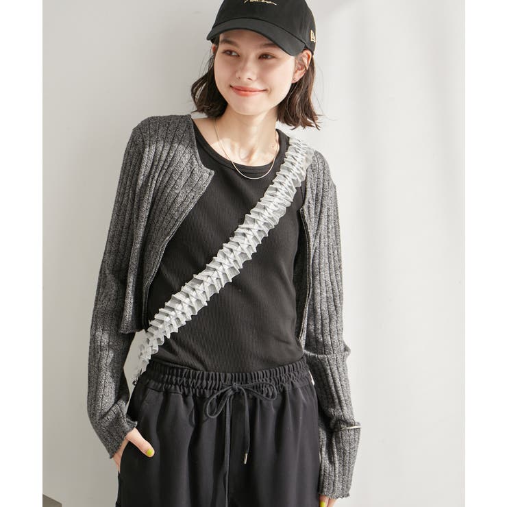 フロントジップショート丈メランジニットプルオーバー | ROPE' PICNIC | 詳細画像6 