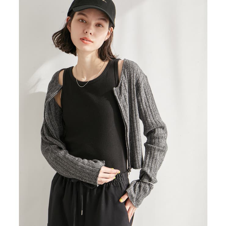 フロントジップショート丈メランジニットプルオーバー | ROPE' PICNIC | 詳細画像7 