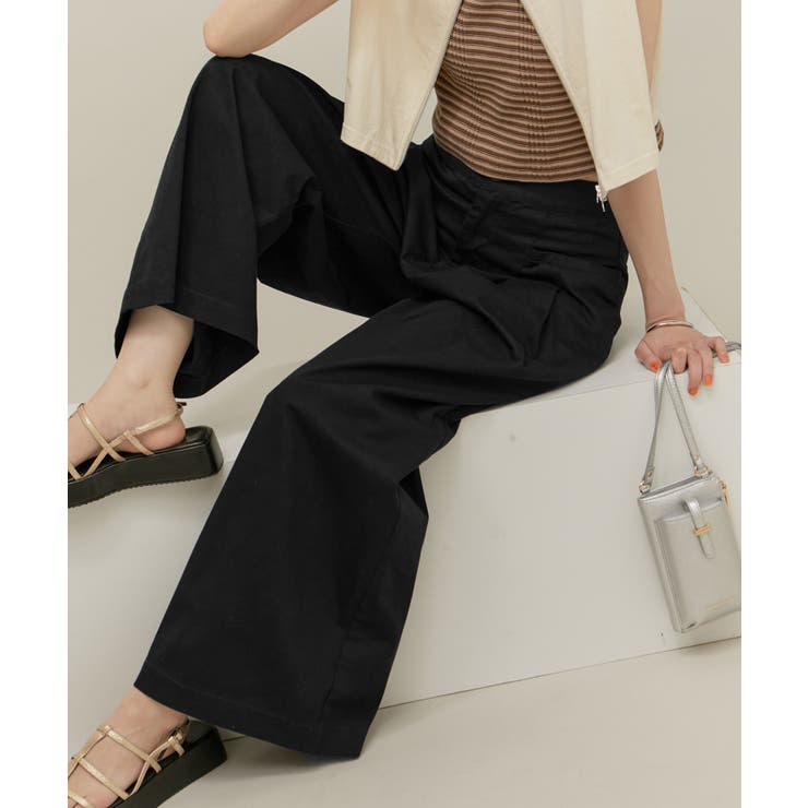 ブラック(01) | デザインポケットワイドパンツ | ROPE' PICNIC