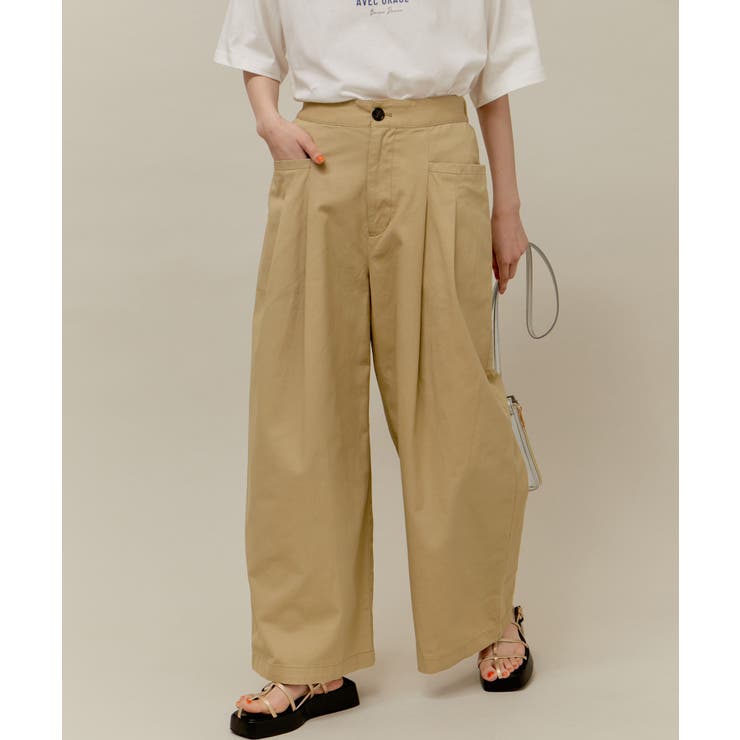 キャメル(25) | デザインポケットワイドパンツ | ROPE' PICNIC
