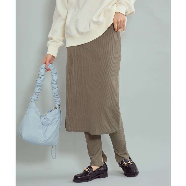 カーキ(36) | リブスカート付きカットパンツ | ROPE' PICNIC