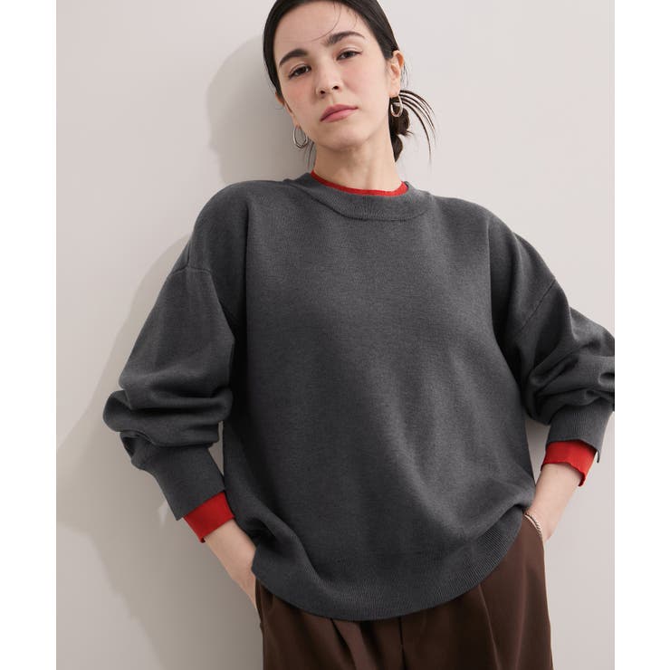 チャコール(06) | 《追加》レイヤード風スウェットライクニットプルオーバー | ROPE' PICNIC