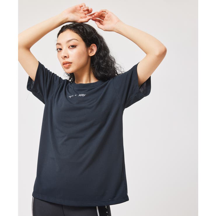 ネイビー(40)】UV＆吸水速乾 リフレクターロゴプリントTシャツ[品番