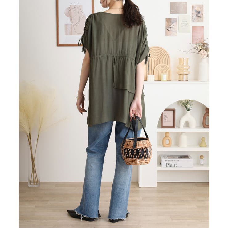 スラブドロストギャザーデザインブラウス | JungleJalopy | 詳細画像15 