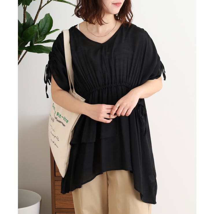 スラブドロストギャザーデザインブラウス | JungleJalopy | 詳細画像17 