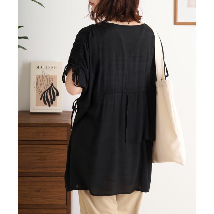 スラブドロストギャザーデザインブラウス | JungleJalopy | 詳細画像18 