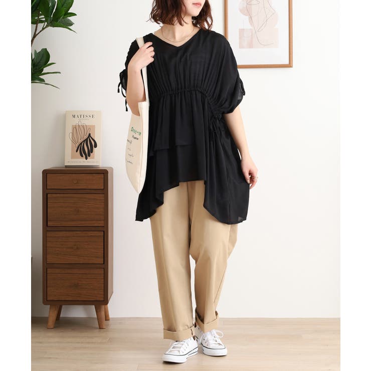 スラブドロストギャザーデザインブラウス | JungleJalopy | 詳細画像20 