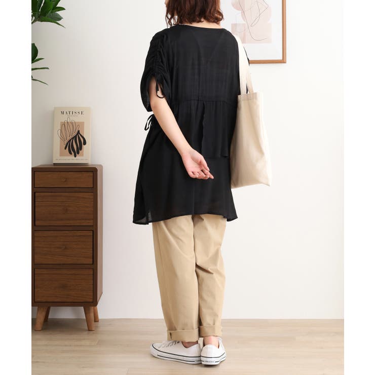 スラブドロストギャザーデザインブラウス | JungleJalopy | 詳細画像21 