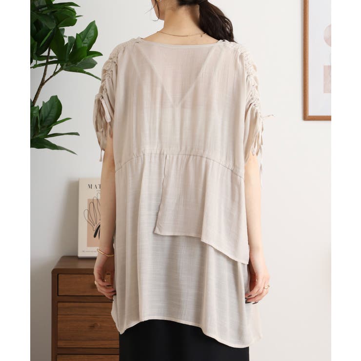 スラブドロストギャザーデザインブラウス | JungleJalopy | 詳細画像24 