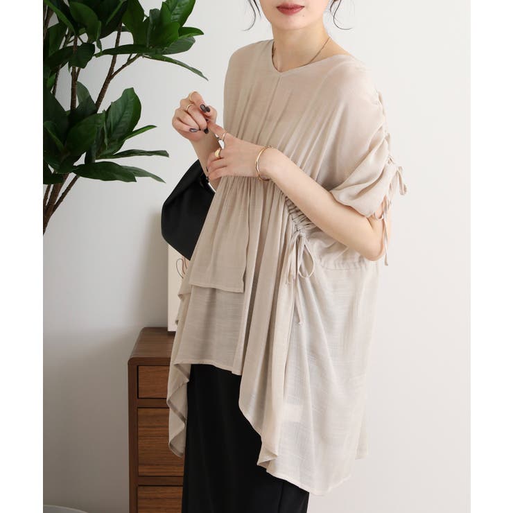 スラブドロストギャザーデザインブラウス | JungleJalopy | 詳細画像4 