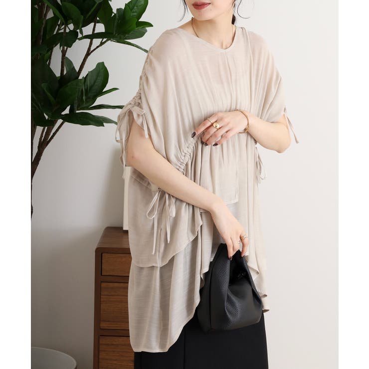 スラブドロストギャザーデザインブラウス | JungleJalopy | 詳細画像6 