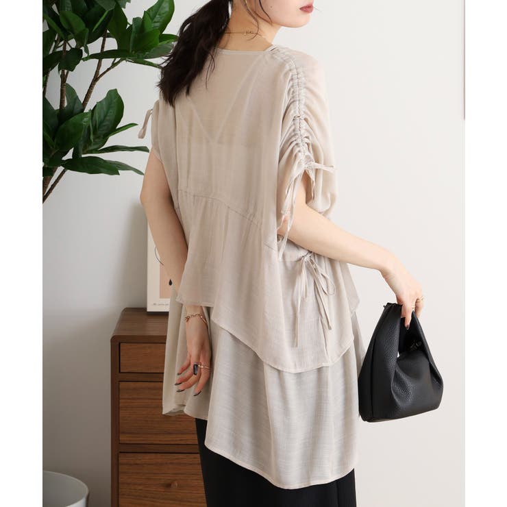 スラブドロストギャザーデザインブラウス | JungleJalopy | 詳細画像7 