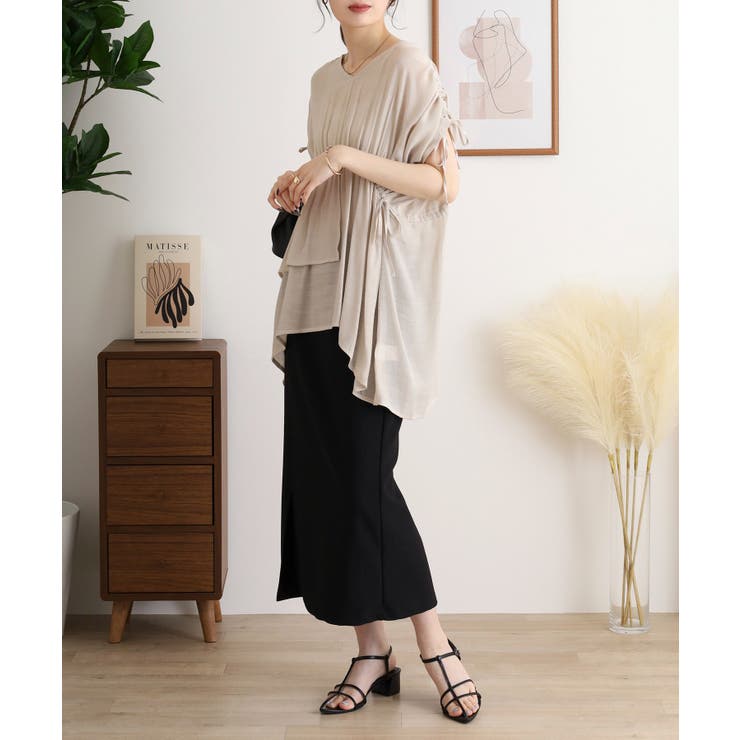 スラブドロストギャザーデザインブラウス | JungleJalopy | 詳細画像8 