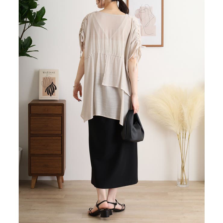 スラブドロストギャザーデザインブラウス | JungleJalopy | 詳細画像9 