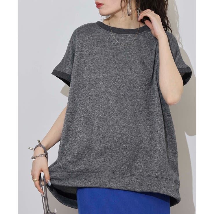 ラメ混裏毛デザインフレンチスリーブプルオーバートップス | JungleJalopy | 詳細画像13 