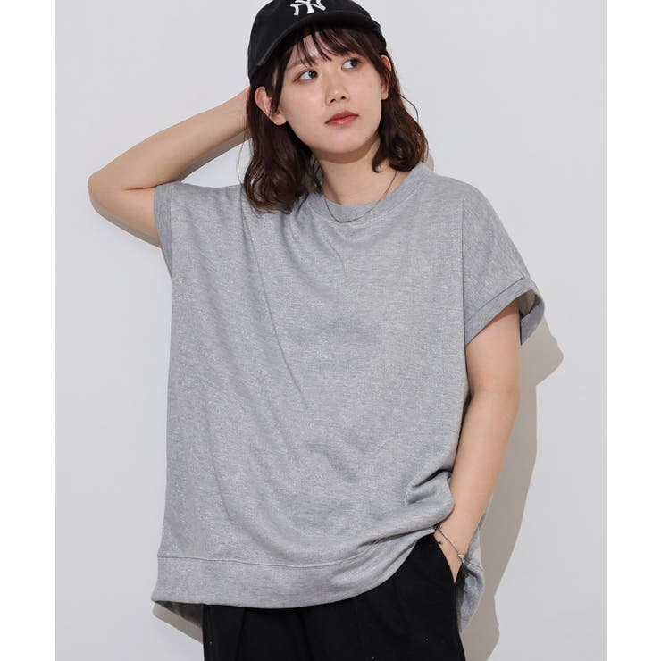 ラメ混裏毛デザインフレンチスリーブプルオーバートップス | JungleJalopy | 詳細画像2 