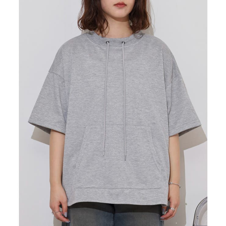 ラメ混裏毛デザインラウンドヘムオーバーサイズトップス | JungleJalopy | 詳細画像16 