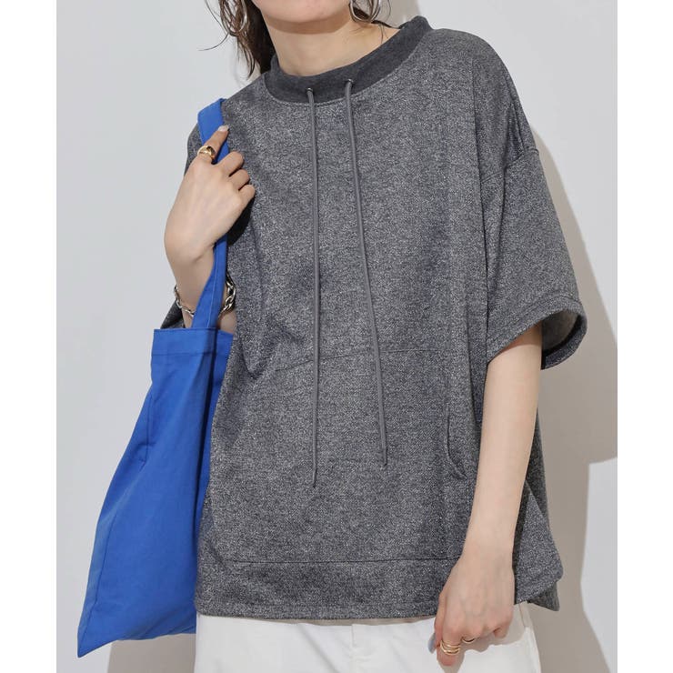 ラメ混裏毛デザインラウンドヘムオーバーサイズトップス | JungleJalopy | 詳細画像4 