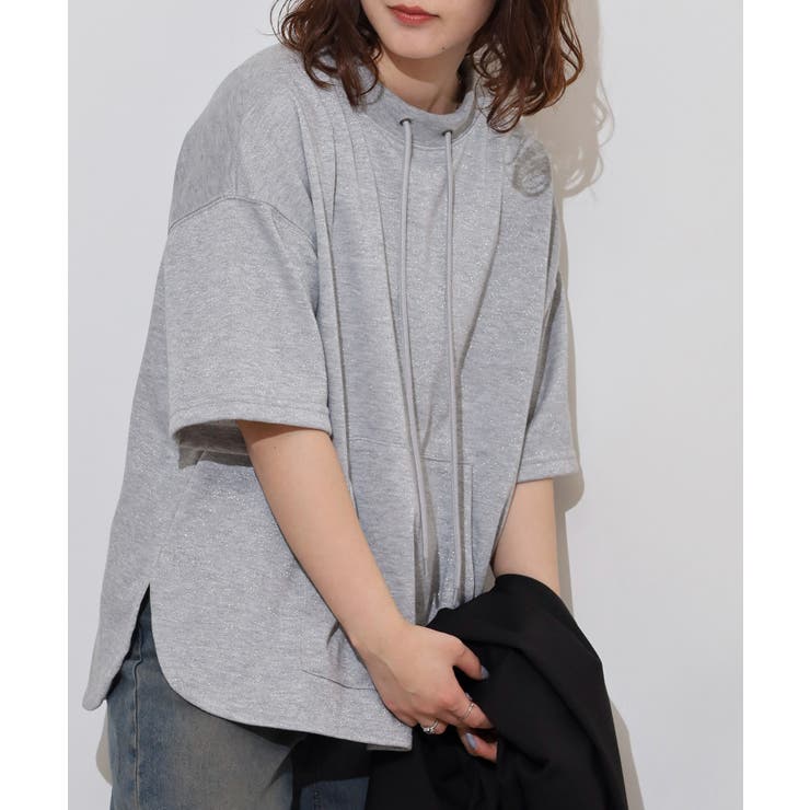 ラメ混裏毛デザインラウンドヘムオーバーサイズトップス | JungleJalopy | 詳細画像9 