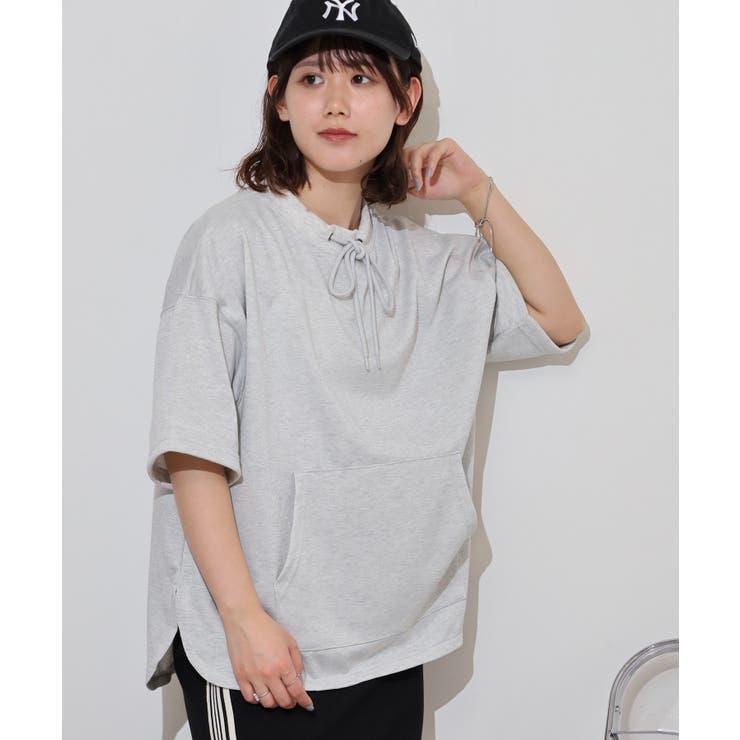 オートミール | ラメ混裏毛デザインラウンドヘムオーバーサイズトップス | JungleJalopy