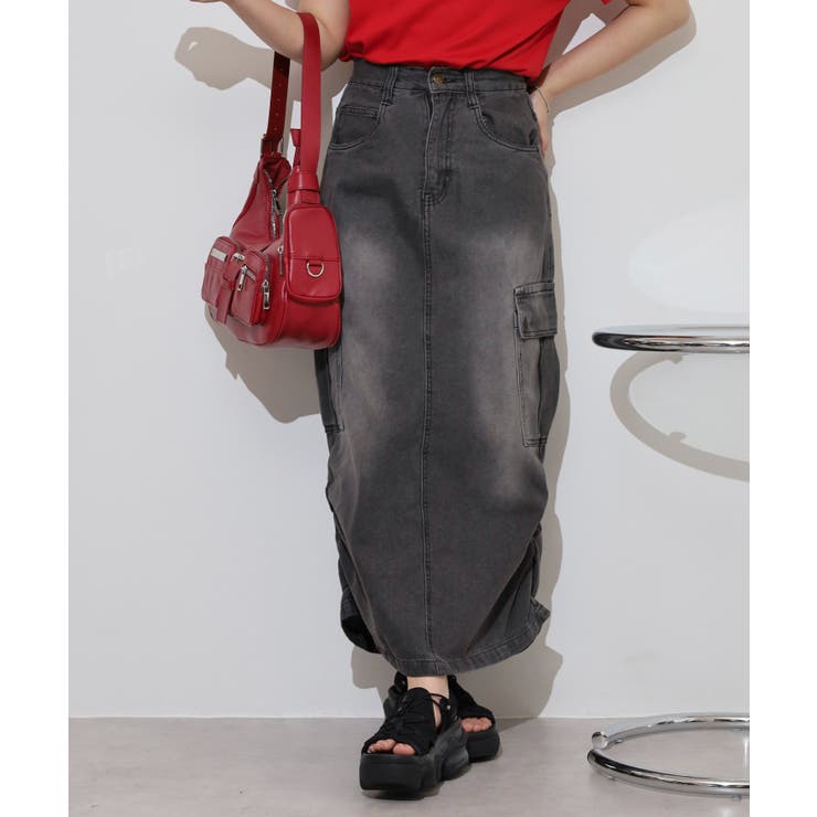 GRAY-DENIM | デニムカーゴスカート レディース スカート | JungleJalopy