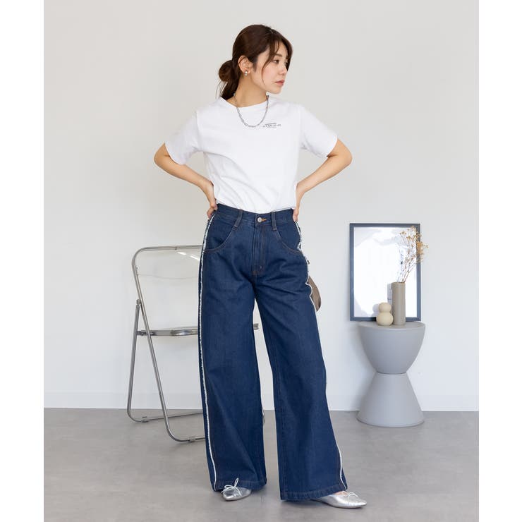 サイドフリンジワイドデニム デニムパンツ デニム | JungleJalopy | 詳細画像23 