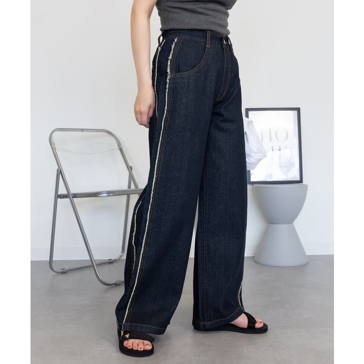 サイドフリンジワイドデニム デニムパンツ デニム | JungleJalopy | 詳細画像39 